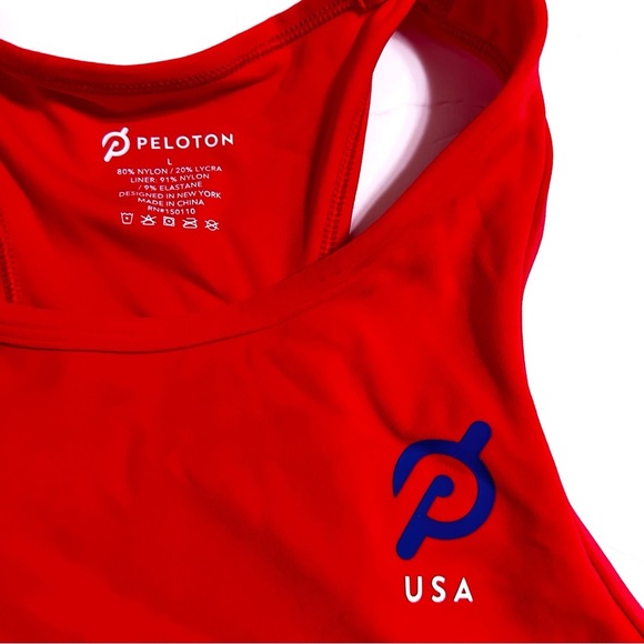 Peloton Sports Bra Size Large L Red Stretch Olympics Line Racerback Fitted - Picture 10 of 11